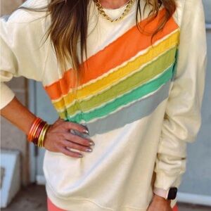 Together Cream Sweatshirt with Colorful Stripes